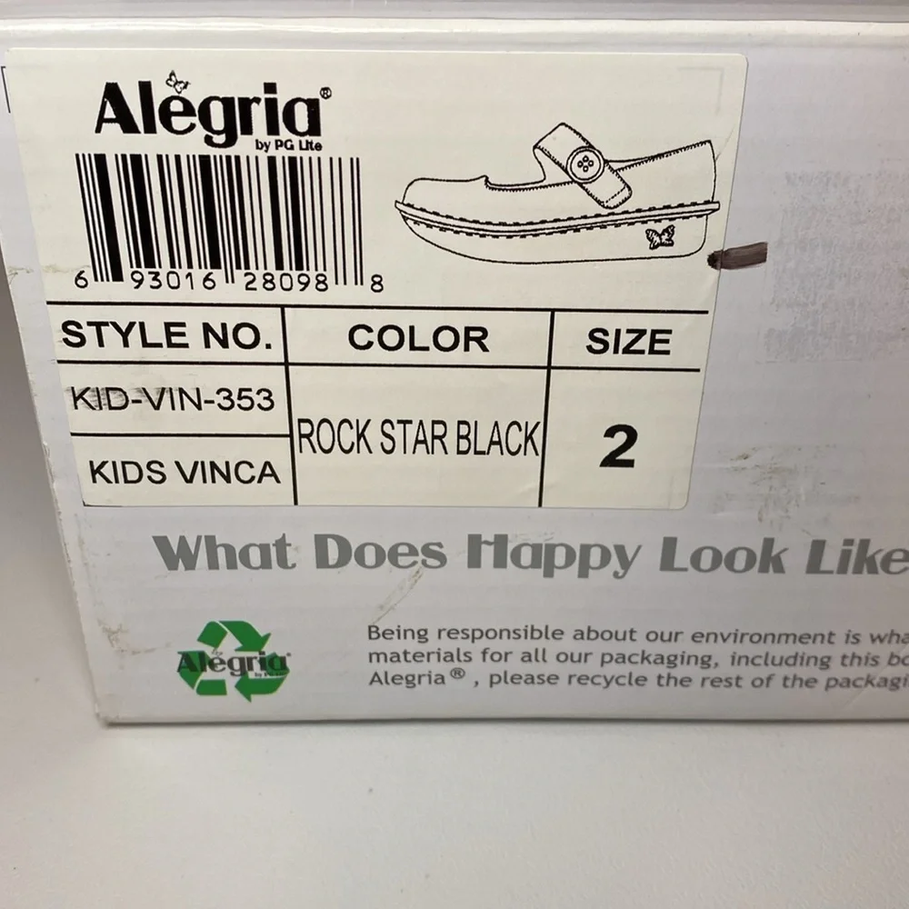 Alegria Rock Star Black Kids Dress Shoes with Patent Leather Finish Size 2